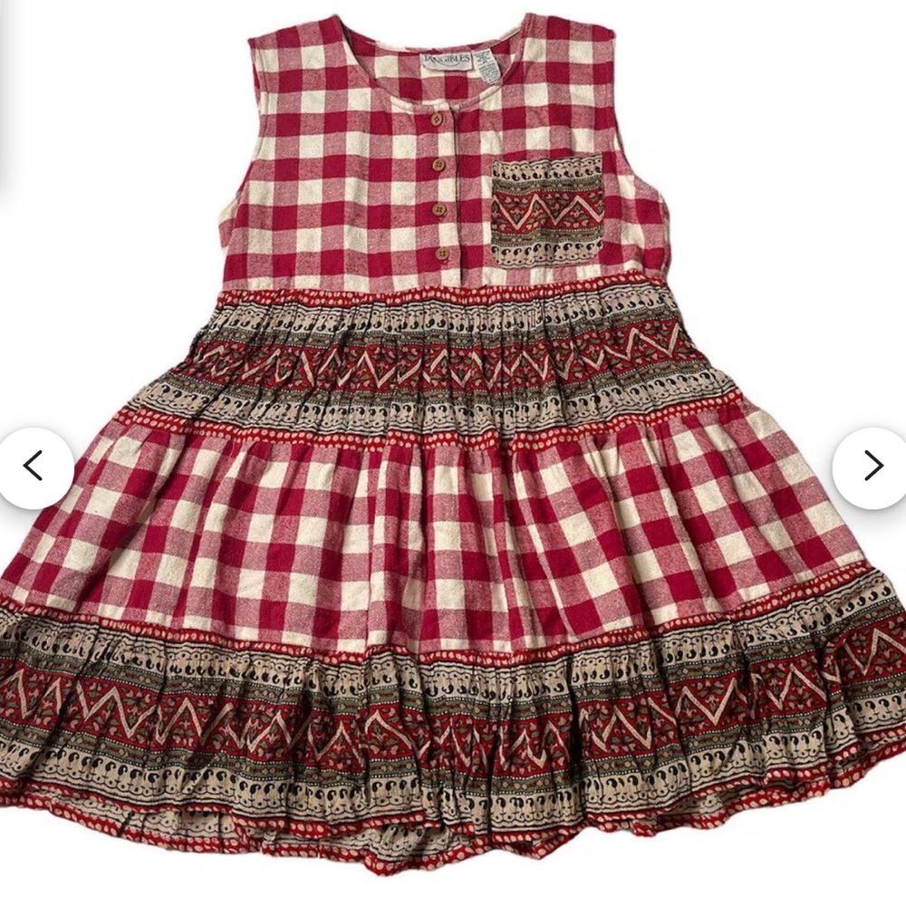 Tangibles size small red check flannel flowy tunic